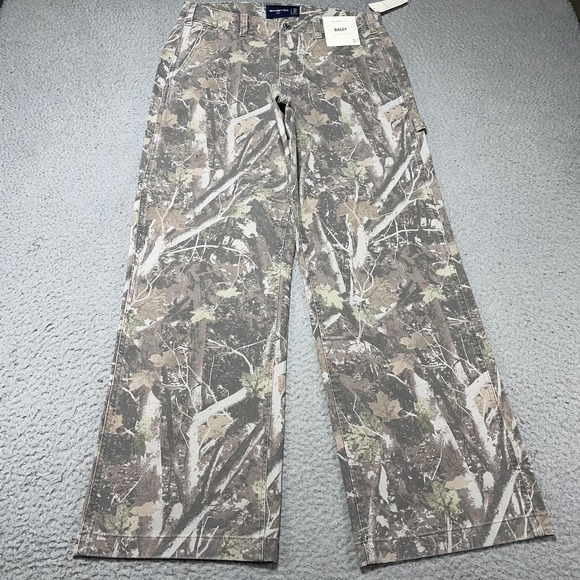 Abercrombie & Fitch Pants Mens 32x32 Brown Camo Baggy Cargo Canvas Relaxed Fit